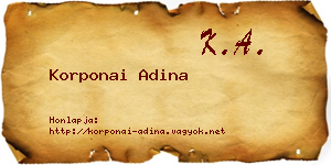 Korponai Adina névjegykártya